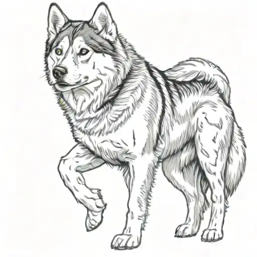 siberian husky dog tattoo design idea