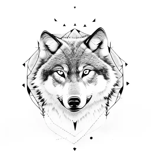 negative space with wolf and a boy tattoo design idea