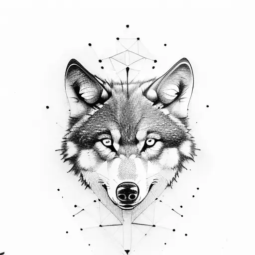 negative space with wolf and a boy tattoo design idea