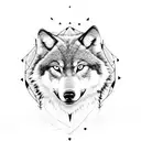 negative space with wolf and a boy tattoo design idea
