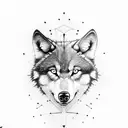 negative space with wolf and a boy tattoo design idea