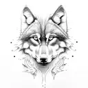 negative space with wolf and a boy tattoo design idea