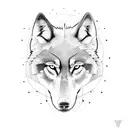 negative space with wolf and a boy tattoo design idea