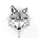 negative space with wolf and a boy tattoo design idea