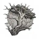 dead tree and live tree  tattoo design idea