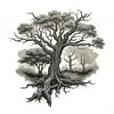 dead tree and live tree  tattoo design idea