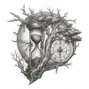 hourglass with trees live and dead tree tattoo design idea