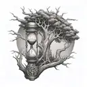 hourglass with trees live and dead tree tattoo design idea