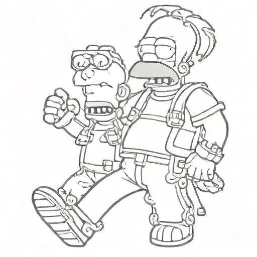A mashup tattoo featuring Homer Simpson and Sora from Kingdom Hearts tattoo design idea