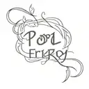 pool fry with fire with "histou" writing underneath tattoo design idea