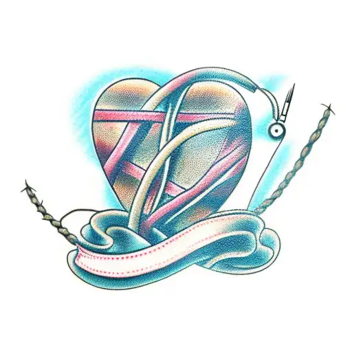 a barbed wire tied around a broken heart  tattoo design idea