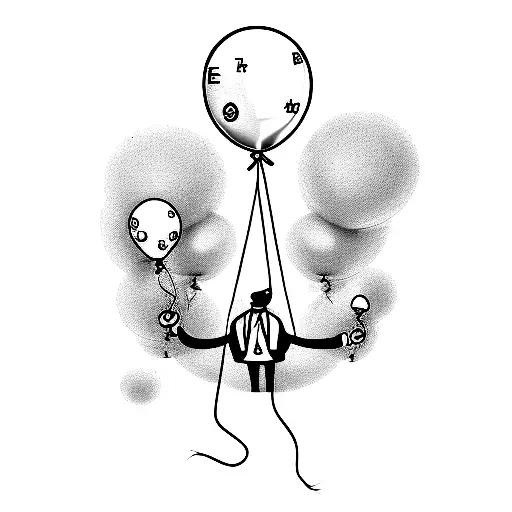 hangman on balloons tattoo design idea