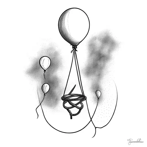 the noose from the gallows with baloons tattoo design idea