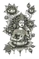 durga ten hand lotus tattoo design idea