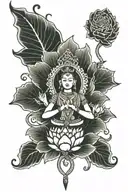 durga ten hand lotus tattoo design idea