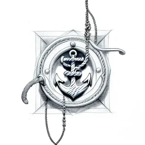 anchor with welding cable and stinger on end of chain swirling around tattoo design idea