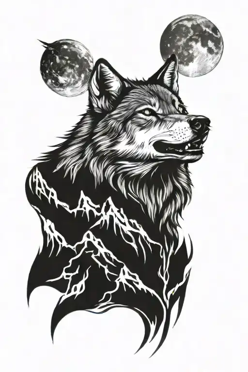 wolf howling coyote tattoo design idea