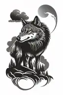 wolf howling coyote tattoo design idea
