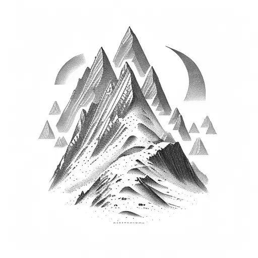 Mountain Scene roman numeral 27 tattoo design idea
