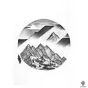 Mountain Scene roman numeral 27 tattoo design idea