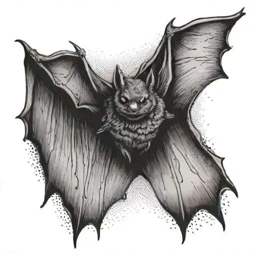 bat front view  flying full body  tattoo design idea
