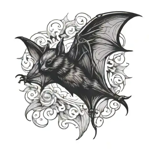 bat flying tattoo design idea