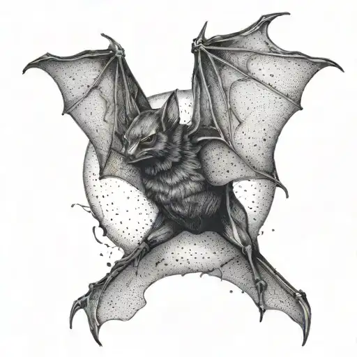 bat flying full body tattoo design idea