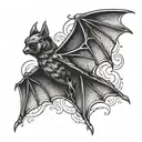 bat flying tattoo design idea