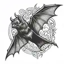 bat flying tattoo design idea