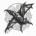 bat flying tattoo design idea