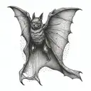 bat flying full body tattoo design idea