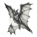 bat flying full body tattoo design idea
