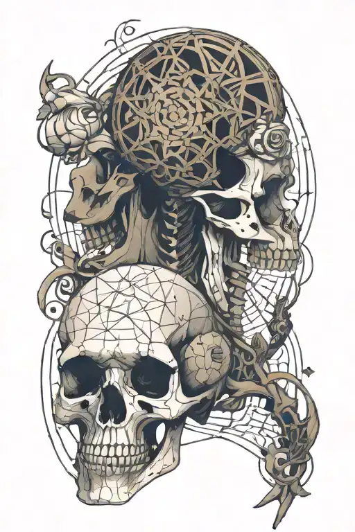 anatomy skeleton and musk of the night and tattoo design idea