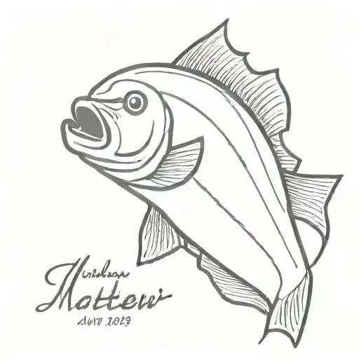 bass fish with "Matthew 4:19" written tattoo design idea