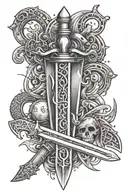 A sword and dental tools crossed together, representing the client's dual passions for sports and dentistry tattoo design idea
