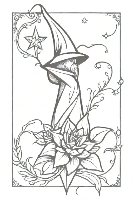 flowe magic wizard tattoo design idea