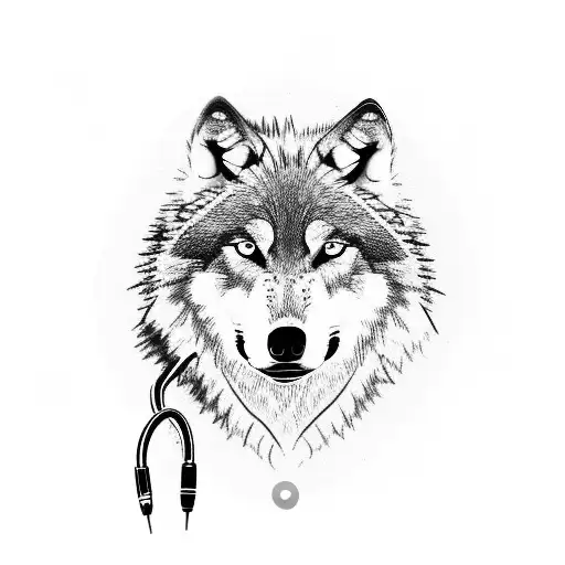 wolf with stethoscope tattoo design idea