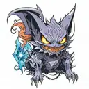 pokemon sableye using shadow sneak to control decomposing gengar using a shadow pupper tattoo design idea
