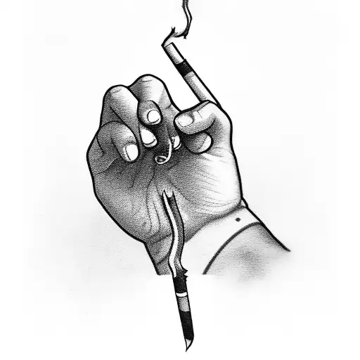 A strong hand holding a broken cigarette, symbolizing a better future tattoo design idea