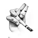 A strong hand holding a broken cigarette, symbolizing a better future tattoo design idea