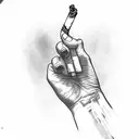 A strong hand holding a broken cigarette, symbolizing a better future tattoo design idea