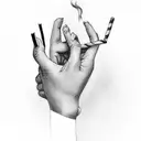 A strong hand holding a broken cigarette, symbolizing a better future tattoo design idea