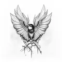 Raven with spread wings tattoo design idea