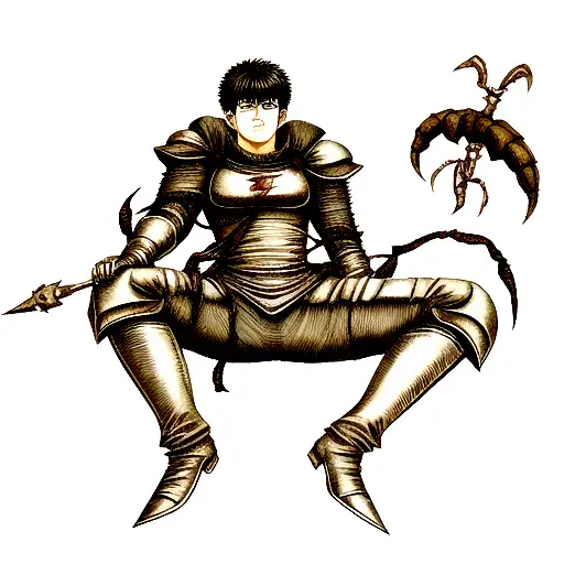 Berserk mark with scorpion in a manga art style tattoo design idea