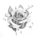 uma rosa mesclado com o nome Chloe tattoo design idea