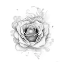 uma rosa mesclado com o nome Chloe tattoo design idea