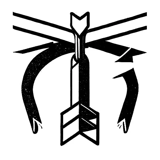 bow and retracted arrow tattoo design idea