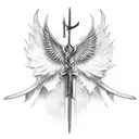 A spine tattoo, short sword with lines down the spine, some sort of wings coming out of the sides of the sword tattoo design idea