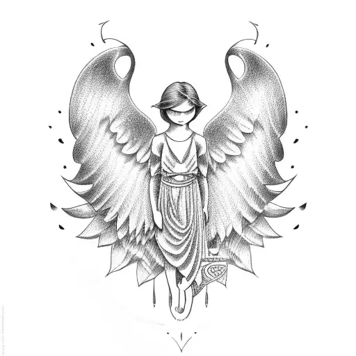 surfboard with angel wings tattoo design idea