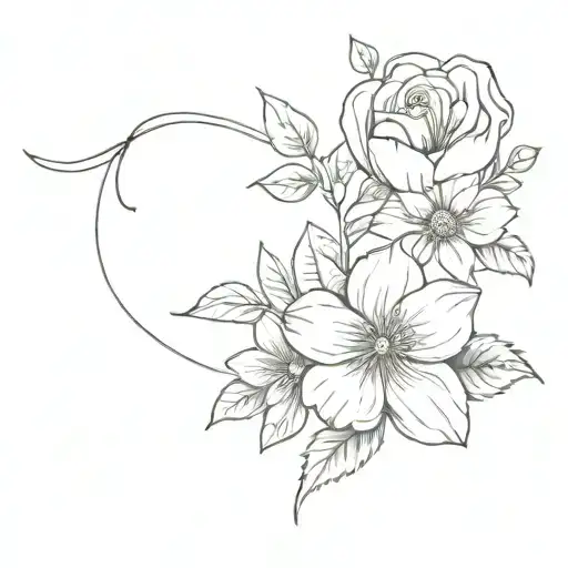 august and september birth flower bouquet wrapped tattoo design idea